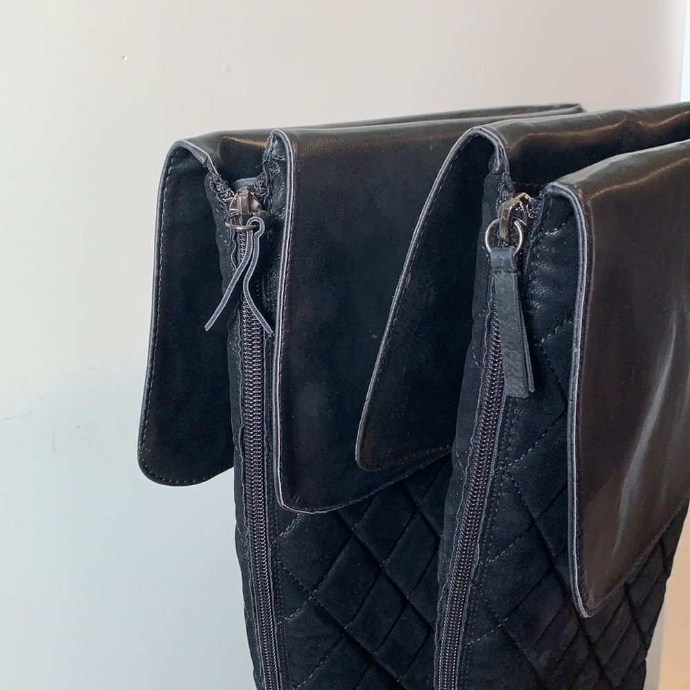 Quilted Over the Knee Black Tall Riding Boots - Picture 7 of 8